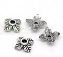 350 Antique Silver 4 Petal Leaves Bead End Caps 6mm . Pewter Tibetan Silver Style . fin0115B