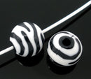 50 Round BLACK and WHITE TIGER or Zebra Striped Beads . acrylic . great for homecoming, spring animal print designs . bac0180