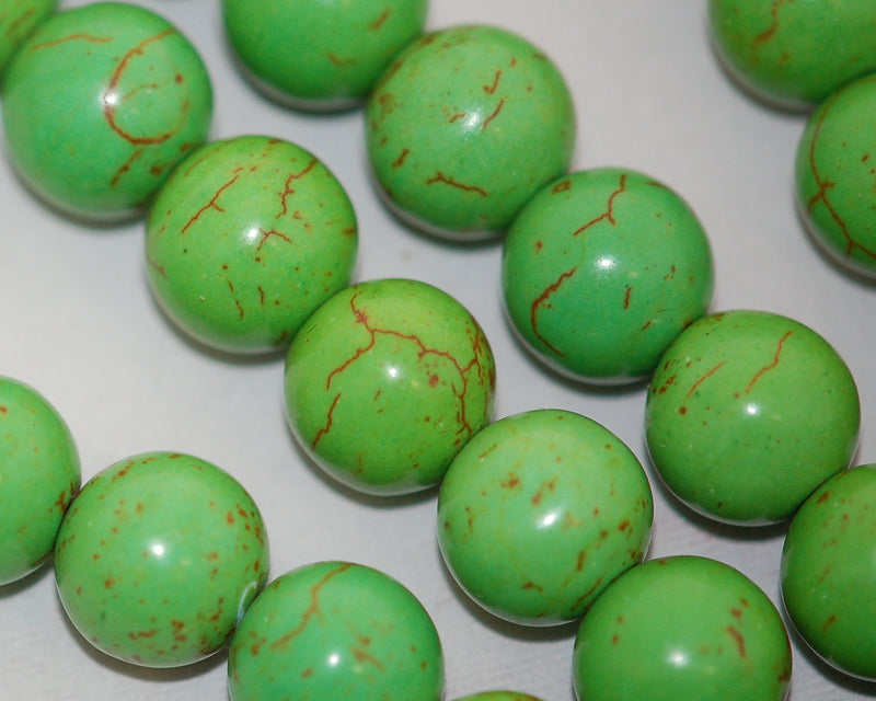 6mm Howlite Stone Beads ROUND Ball . KELLY GREEN, full strand, how0212