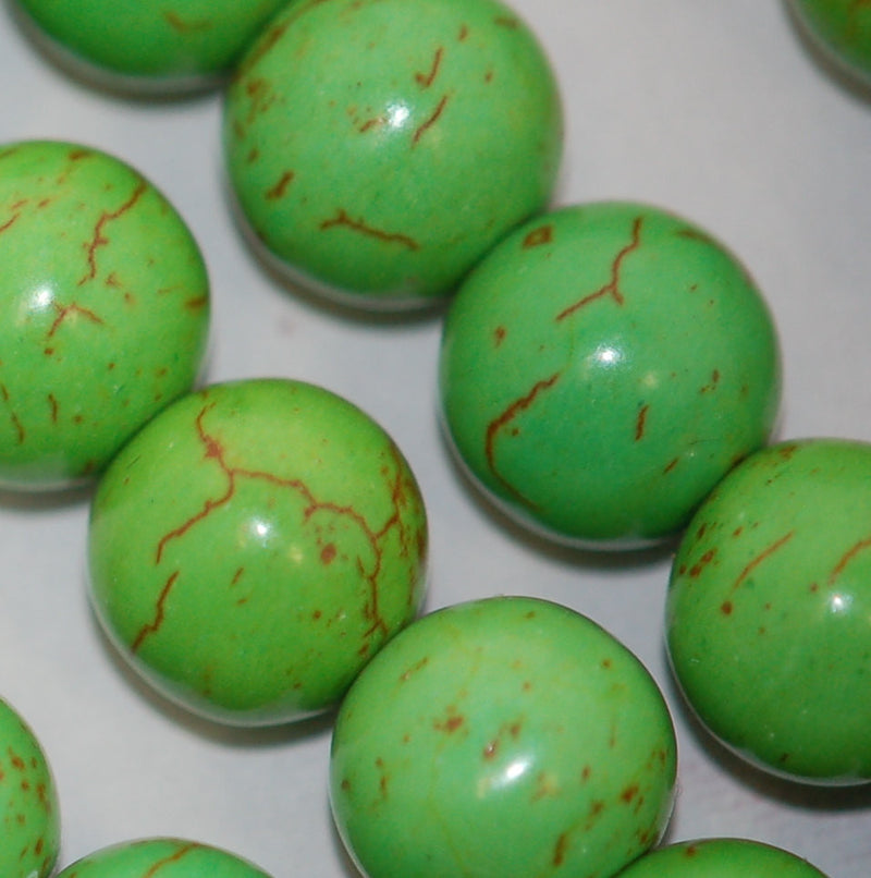 6mm Howlite Stone Beads ROUND Ball . KELLY GREEN, full strand, how0212