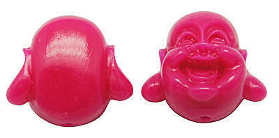 6 Small Buddha Head Beads 13mm  HOT PINK . bac0124