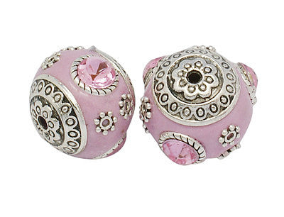4 Unique Large LIGHT PINK Indonesian Clay Beads, Crystals and Bali Accents pol0077