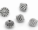 200 Silver Tone Pewter CORRUGATED BICONE Spacer Beads bme0130