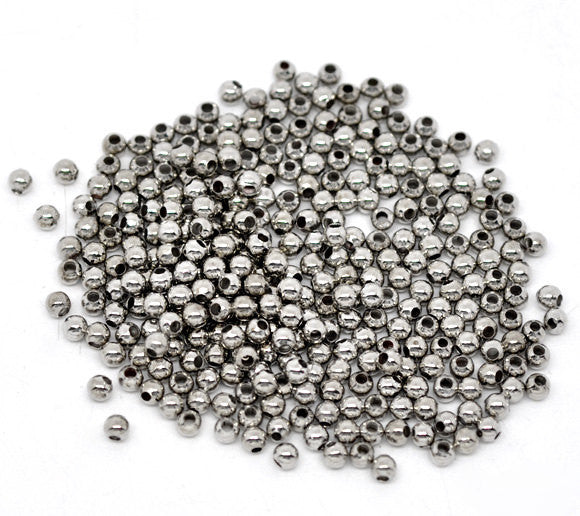 1000 Silver Tone Metal ROUND Spacer Beads 3mm bme0132