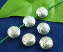 10 Silver Tone Pewter BRUSHED SILVER Circle Saucer Spacer Beads, 10mm  bme0013