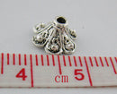 75 Small FLOWER BEAD CAPS  Antique Silver Pewter  Tulip fin0131