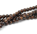 40 Round Glass Beads, CHOCOLATE BROWN with Black marbeling, marble pattern, 10mm  bgl0286