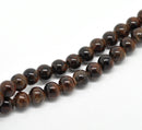 40 Round Glass Beads, CHOCOLATE BROWN with Black marbeling, marble pattern, 10mm  bgl0286