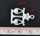 5 Bright Silver Plated LIBRA Zodiac CharmS with Rhinestone  Chs1689