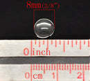 200 SMALL Clear Glass Domed Circle Cabochons, dewdrops, 8mm or 3/8" inch for Bottlecaps, Pendants, Jewelry Making,  Scrapbooking  cab0188b