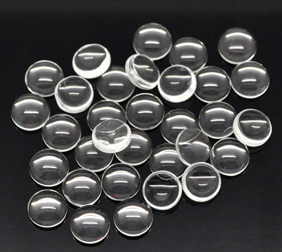 200 SMALL Clear Glass Domed Circle Cabochons, dewdrops, 8mm or 3/8" inch for Bottlecaps, Pendants, Jewelry Making,  Scrapbooking  cab0188b