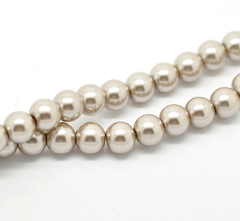 10mm LIGHT MUSHROOM Colored Round Glass Pearl Beads  40 beads  bgl0463