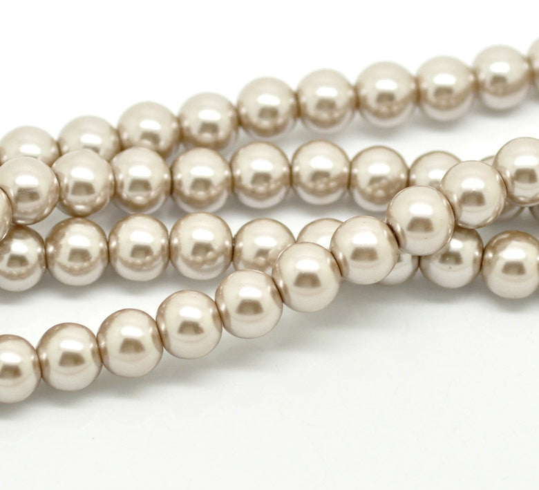 10mm LIGHT MUSHROOM Colored Round Glass Pearl Beads  40 beads  bgl0463