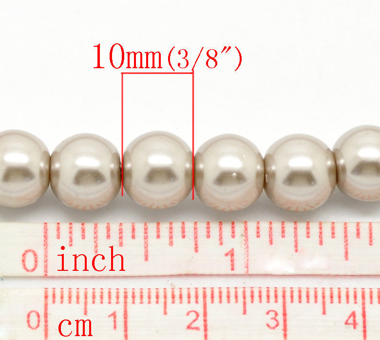 10mm LIGHT MUSHROOM Colored Round Glass Pearl Beads  40 beads  bgl0463