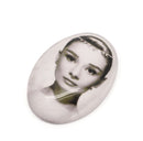 4 Elegant Audrey Hepburn Portrait Oval Glass Dome Seals Cabochons,  25x18mm (1"x3/4")  cab0168