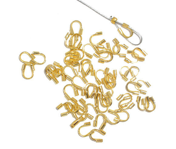 50 pieces 5mm Bright GOLD PLATED Wire Guides, Wire Protectors . Wire Guards  fin0154a