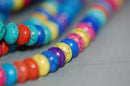 1 Strand Puffed RAINBOW Multi-Colored Howlite RONDELLE Gemstone Beads . 8x5mm how0266