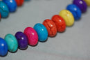 1 Strand Puffed RAINBOW Multi-Colored Howlite RONDELLE Gemstone Beads . 8x5mm how0266