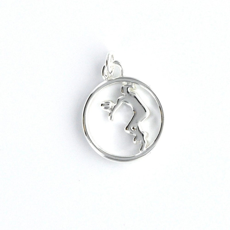 1 silver plated VOLLEYBALL round circle cutout charm chs1130