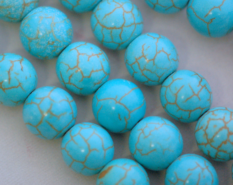 4mm Howlite Stone Beads ROUND Ball . TURQUOISE BLUE how0231