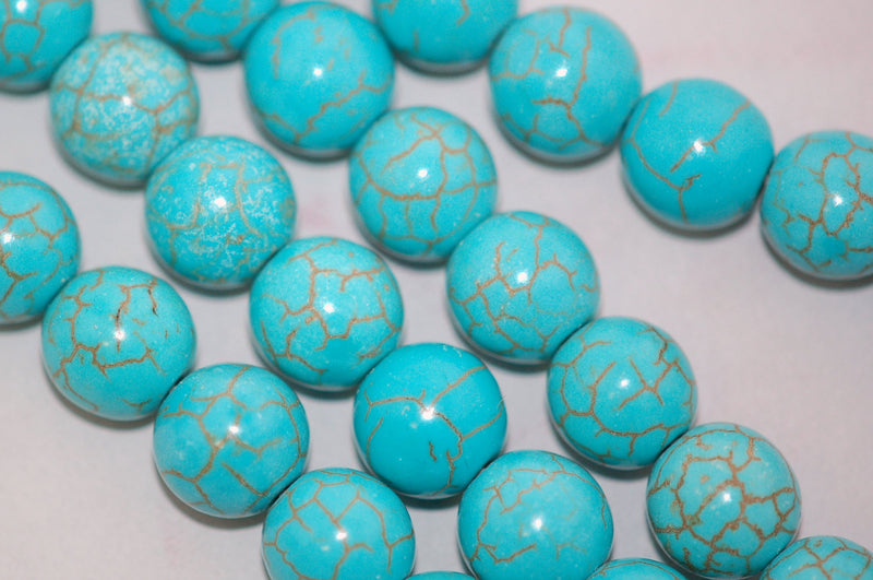 4mm Howlite Stone Beads ROUND Ball . TURQUOISE BLUE how0231