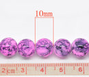 10mm HOT PINK Round Glass Beads with black marbeling pattern, 40 beads  bgl0688
