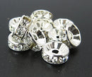 8mm CLEAR Rhinestone Crystal Spacer Rondelle Beads . 10 pieces bme0038