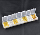 1 Box Mixed Silver and Gold Plated Crimp Beads . mixed sizes . 3700 pieces with storage box  fin0351