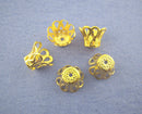 50 Package Small Brass CONE BEAD CAPS . Bright Gold Tone Metal Filigree  7x9mm  fin0089a