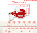 4 RED Hot Air Balloon Enamel Charm Pendants. CHE0100