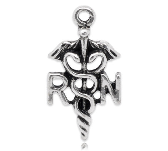 10 Silver Tone RN NURSE Charm Pendants chs0112