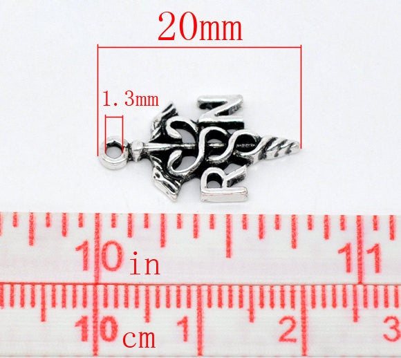 10 Silver Tone RN NURSE Charm Pendants chs0112