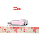 4 Light Pink Enamel BALLET SHOE Metal Charm Pendants. Che0040