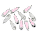 4 Light Pink Enamel BALLET SHOE Metal Charm Pendants. Che0040
