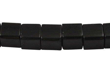 13.5" Strand BLACK Glass Cube Beads 6mm . bgl0811