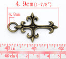 2 Large Antique Bronze Metal GOTHIC CROSS Pendants. Chb0114