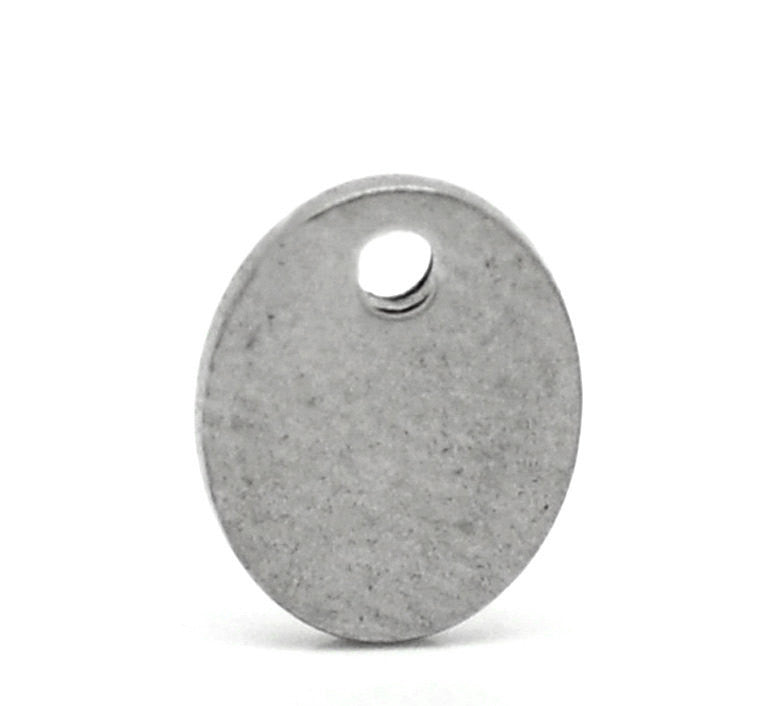 100 Stainless Steel Metal Stamping Blanks Charms, Small OVAL TAGS 7x5mm, 22 gauge  MSB0222