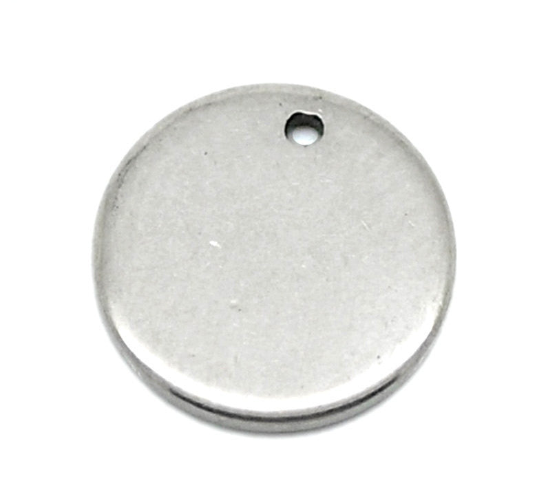 50 Stainless Steel Metal Stamping Blanks Charms ( 10mm ), Small ROUND DISC Tags, 18 gauge  MSB0017b