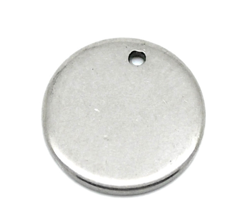 10 Stainless Steel Metal Stamping Blanks Charms 13mm, 1/2" dia ROUND DISC Tags, 18 gauge MSB0051a