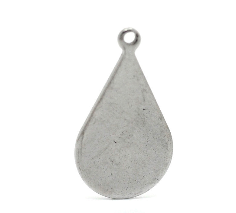 10 Stainless Steel Metal Stamping Blanks Charms, Small TEARDROP TAGS, 18 gauge  MSB0079a