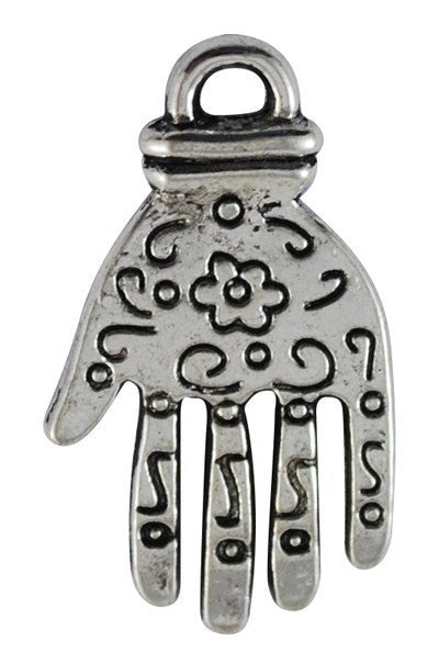 10 Hamsa HAND Antiqued Silver Tone Metal HENNA Tattoo Charm Pendants . chs0199