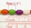 Small Gemstone Dyed Howlite Oval Rice Beads, 8mm x 6mm . 1 strand, 45 beads how0237