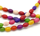Small Gemstone Dyed Howlite Oval Rice Beads, 8mm x 6mm . 1 strand, 45 beads how0237
