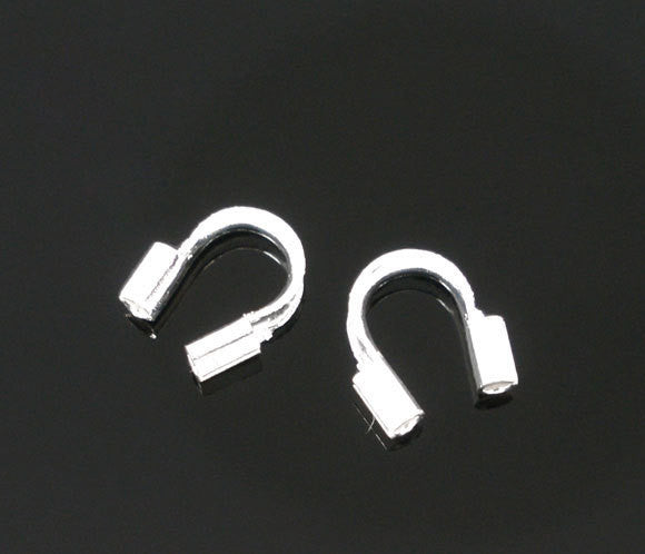 5mm Bright SILVER PLATED Wire Guides, Wire Protectors . Wire Guards . 200 pieces  fin0155b
