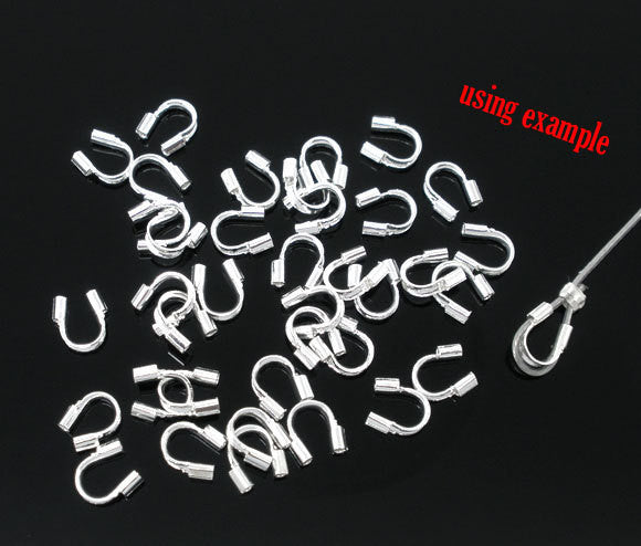 5mm Bright SILVER PLATED Wire Guides, Wire Protectors . Wire Guards   50 pieces  fin0155a