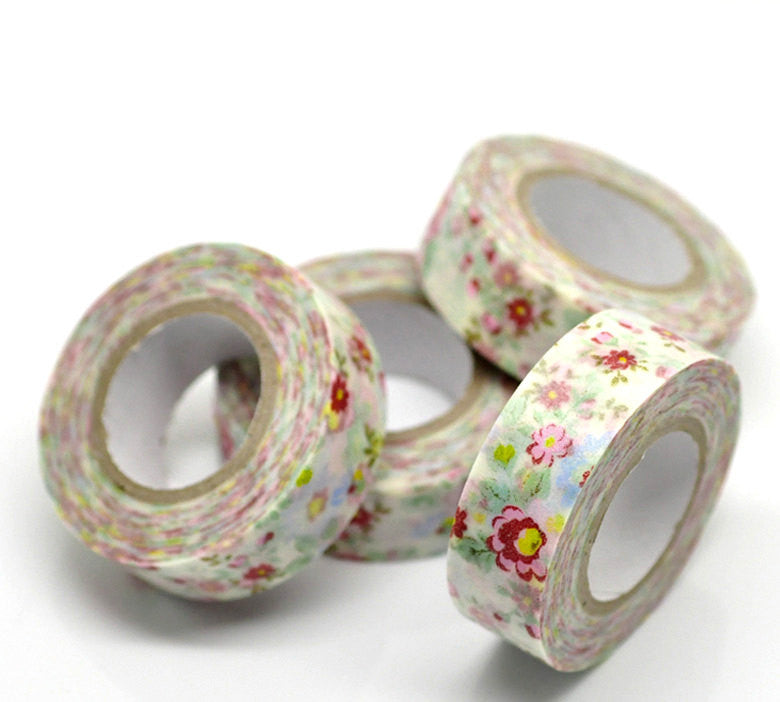 Washi Tape Flowers Pastel Floral ( 10 meters )  adh0002
