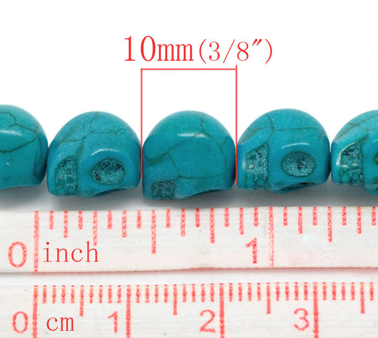 TURQUOISE Miniature Stone Sugar SKULL Gemstone Beads 10x8mm how0158