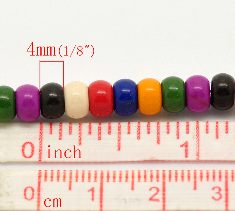 1 Strand Puffed RAINBOW Multi-Colored Howlite RONDELLE Gemstone Beads . 6x4mm how0236