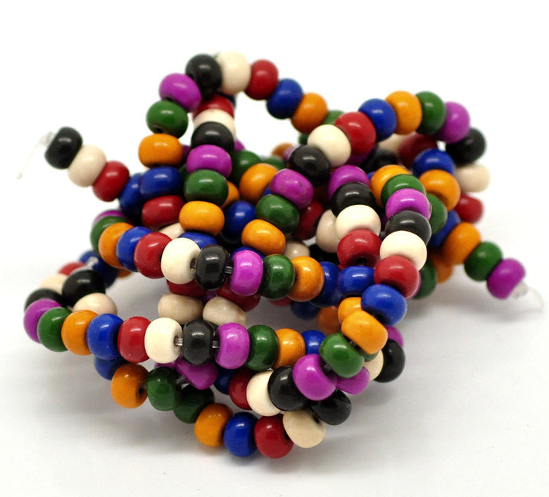 1 Strand Puffed RAINBOW Multi-Colored Howlite RONDELLE Gemstone Beads . 6x4mm how0236