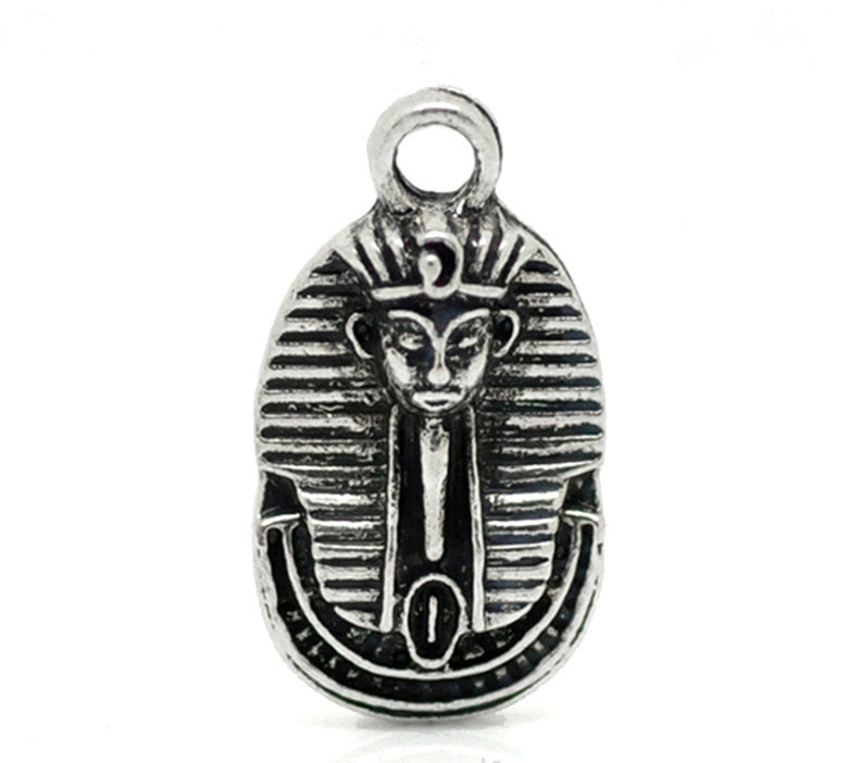 10 Antique Silver Tone Metal Egyptian Pharaoh Charm Pendants . chs0268